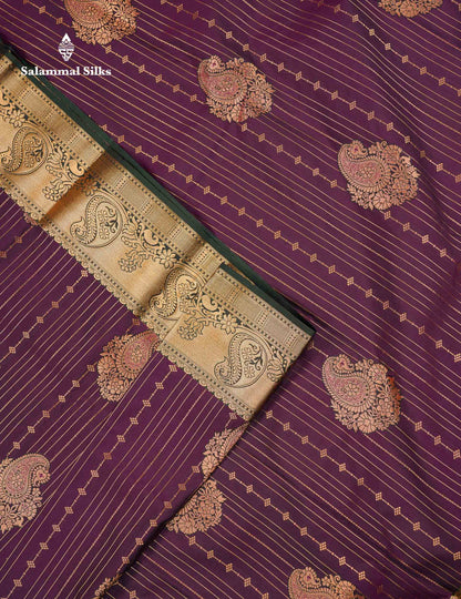 Beautiful Dual Tone Onion Pink Vertical Zari Line With Butta Semi Silk Saree With Contrast Light Blue Blouse