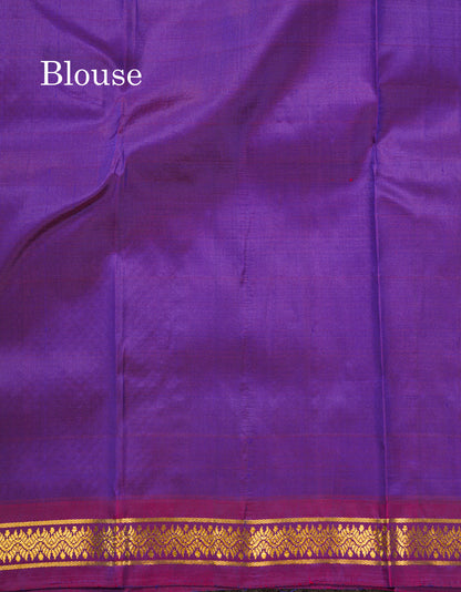 Dual Tone Maroon Pure Kanjivaram Silk Saree With Contrast Reddish Maroon Small Border