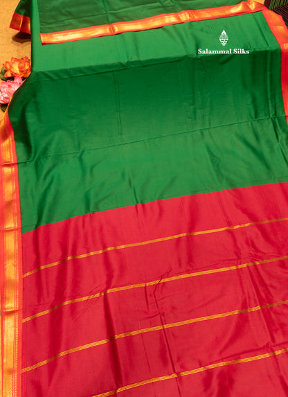 9 Yards Semi Silk Saree Maroon Colour with Green Border