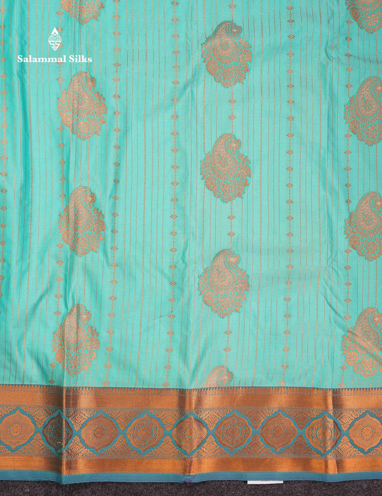 Beautiful Dual Tone Onion Pink Vertical Zari Line With Butta Semi Silk Saree With Contrast Light Blue Blouse