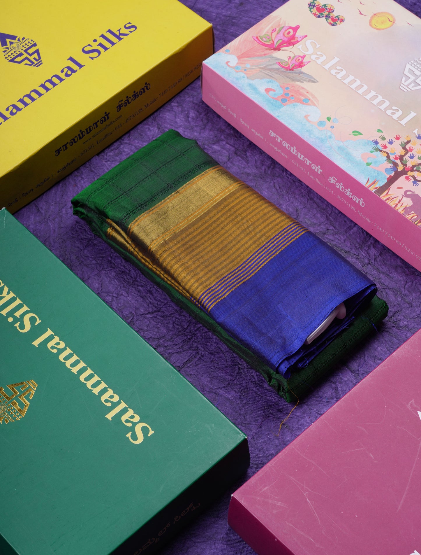 Beautiful Dark Maroon Pure Kanjivaram Silk Saree With Contrast Peacock Green Border