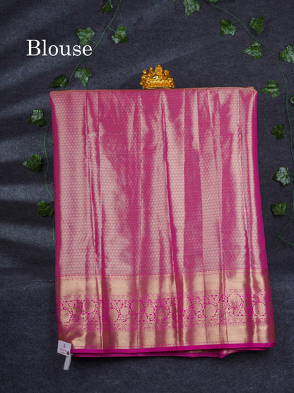 Semi Silk Pattu Pavadai Tissue ( Pastel Blue ) With Contrast Pink Blouse 47"
