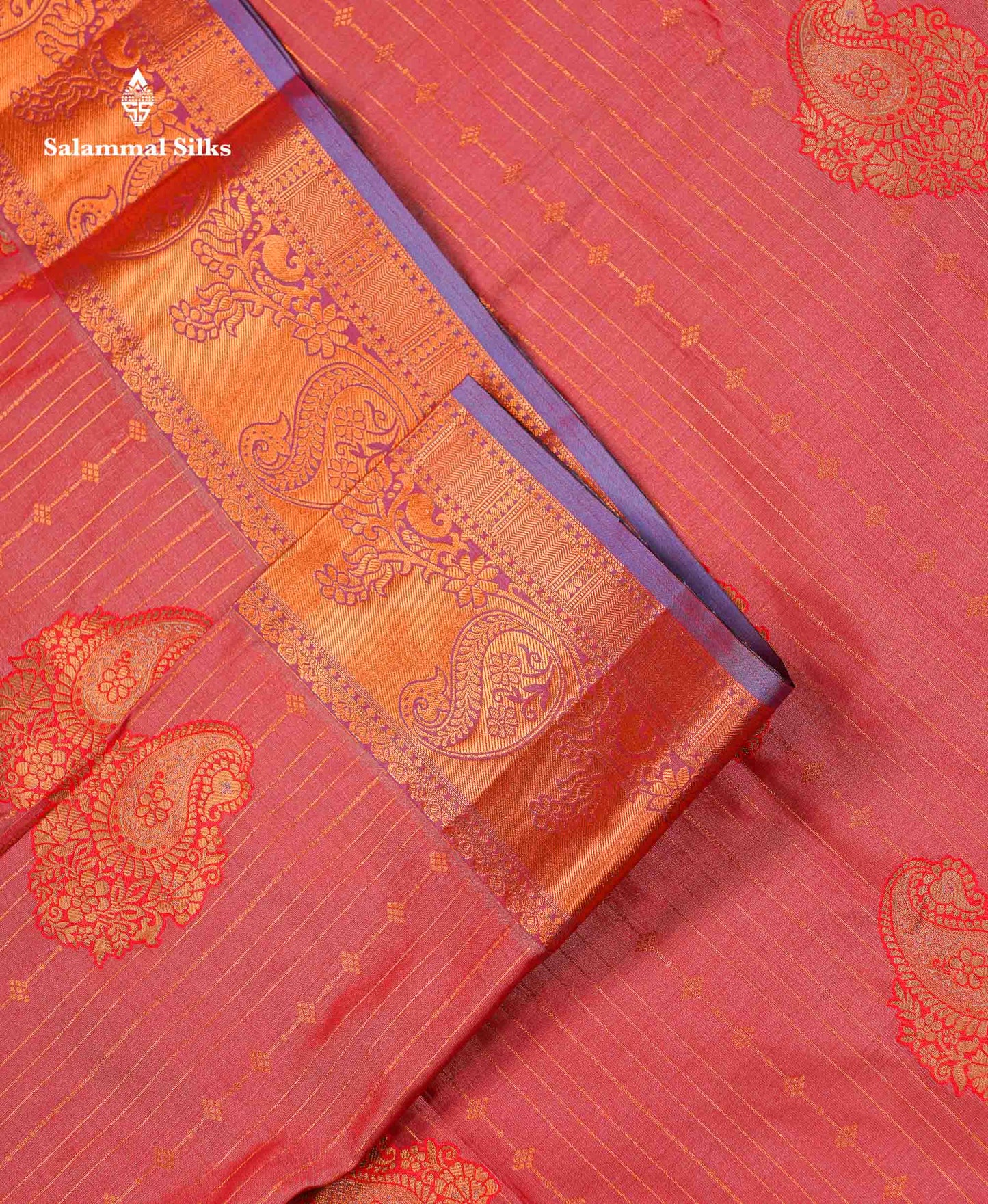 Beautiful Dual Tone Onion Pink Vertical Zari Line With Butta Semi Silk Saree With Contrast Light Blue Blouse