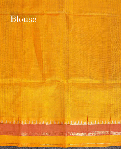 Pure Silk Cotton Saree - Bottle Green Colour Body Checks With Butta & Traditional Border