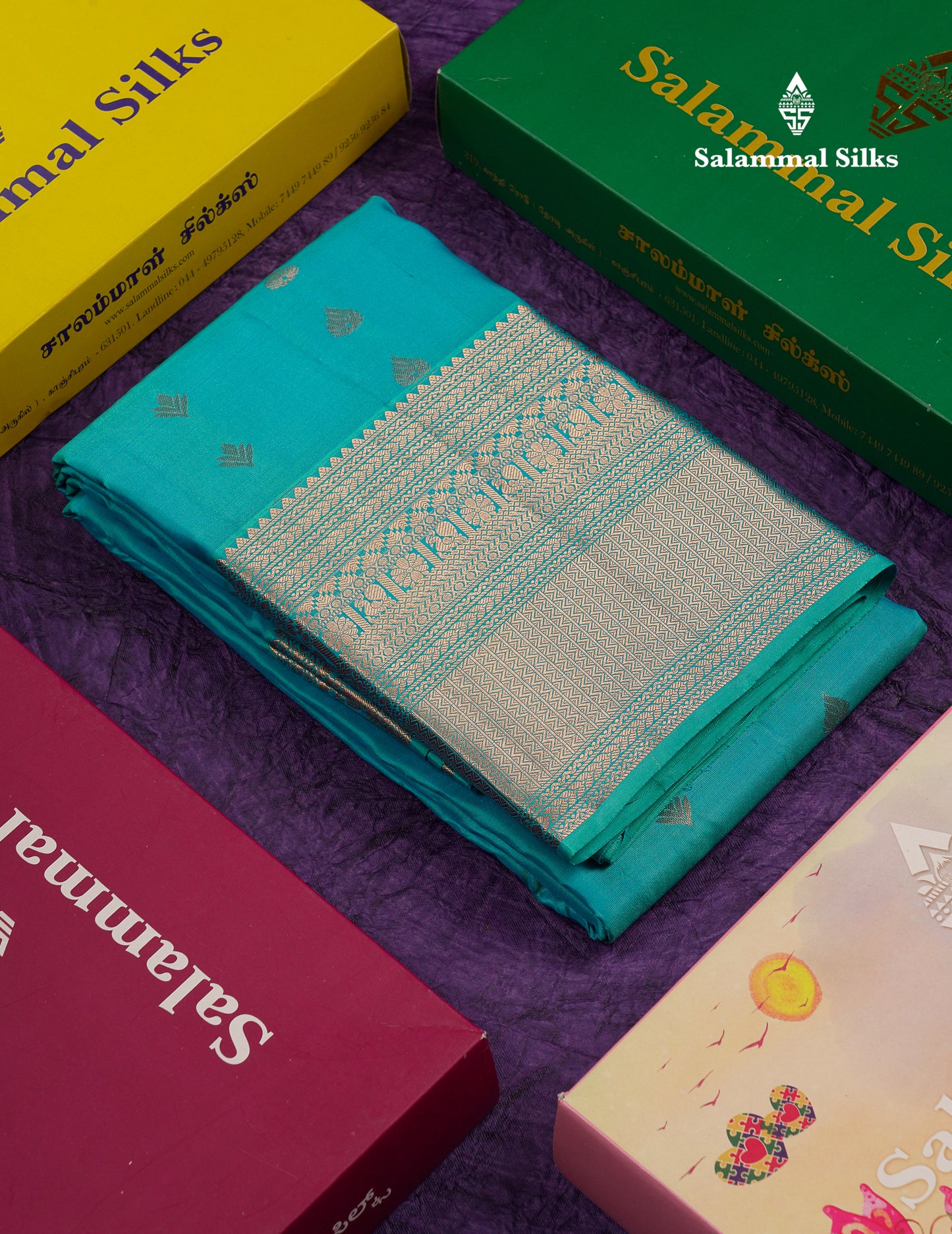 Beautiful Light Ramar Blue Pure Kanjivaram Silk Saree With Traditional Border