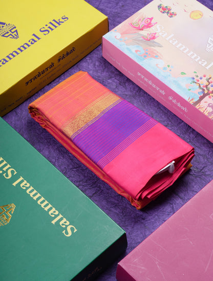 Beautiful Dark Maroon Pure Kanjivaram Silk Saree With Contrast Peacock Green Border