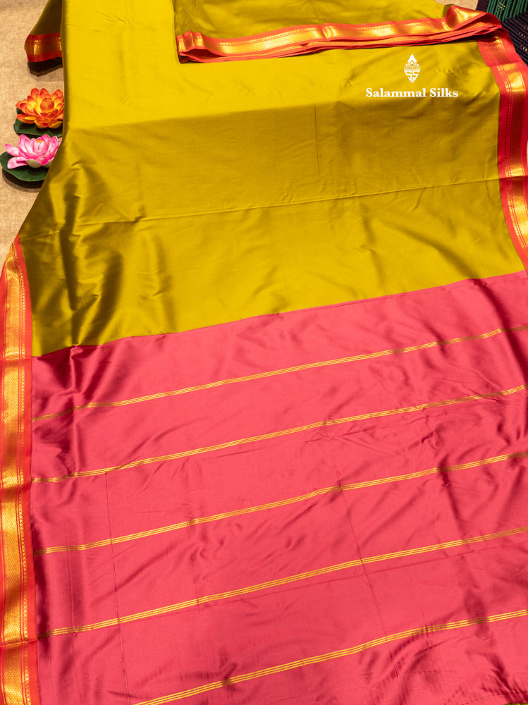 9 Yards Semi Silk Saree Maroon Colour with Green Border
