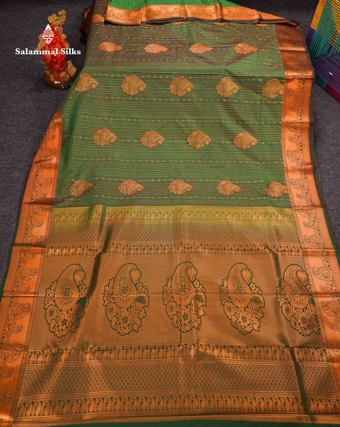Beautiful Dual Tone Onion Pink Vertical Zari Line With Butta Semi Silk Saree With Contrast Light Blue Blouse