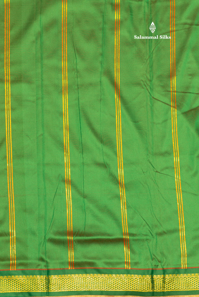 9 Yards Semi Silk Saree Maroon Colour with Green Border
