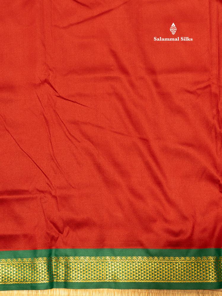 9 Yards Semi Silk Saree Maroon Colour with Green Border