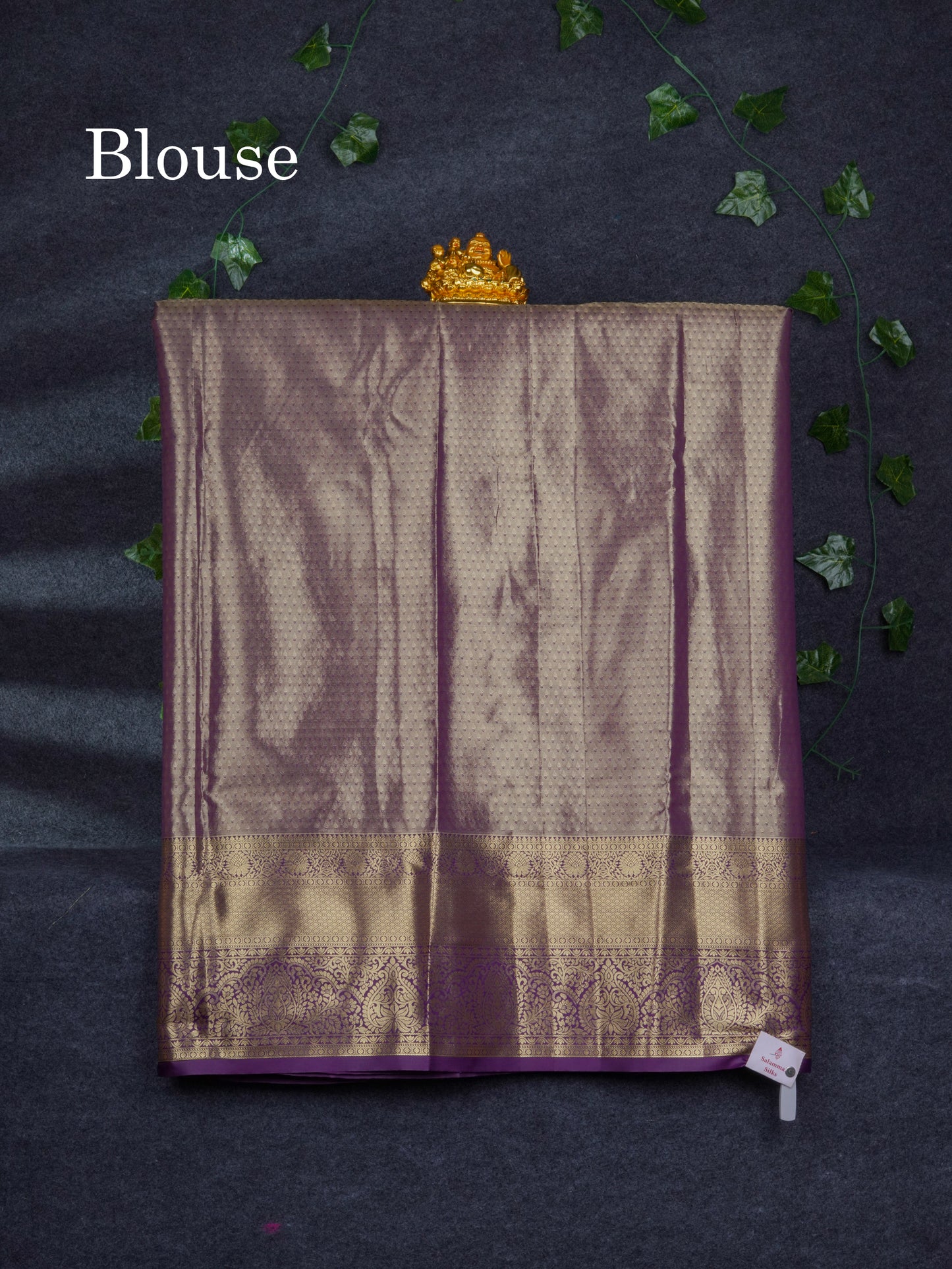 Semi Silk Pattu Pavadai Tissue ( Orange ) With Contrast Dark Purple Blouse 46.5"