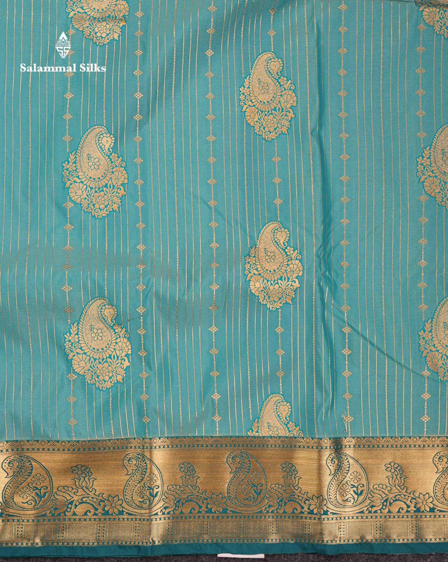 Beautiful Dual Tone Onion Pink Vertical Zari Line With Butta Semi Silk Saree With Contrast Light Blue Blouse