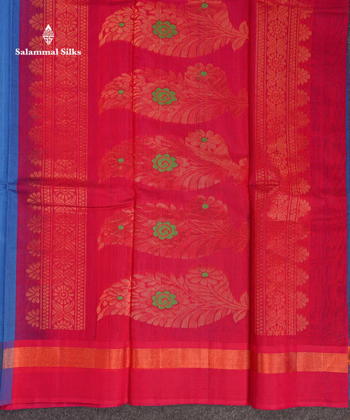 Beautiful Ananda Blue Zari Butta Menakari Work SICO Cotton Saree With Contrast Pink Blouse
