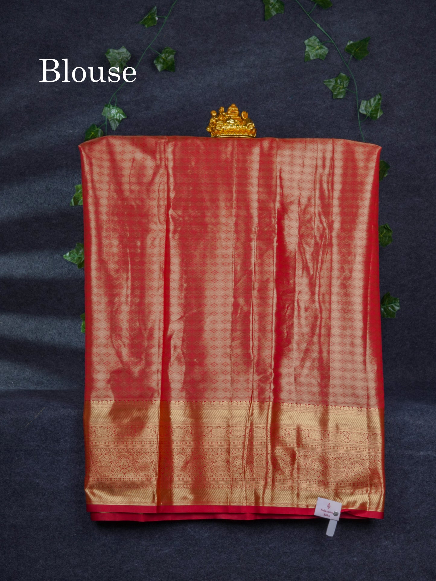 Semi Silk Pattu Pavadai Tissue ( Pastel Blue ) With Contrast Chilly Red Blouse 47"