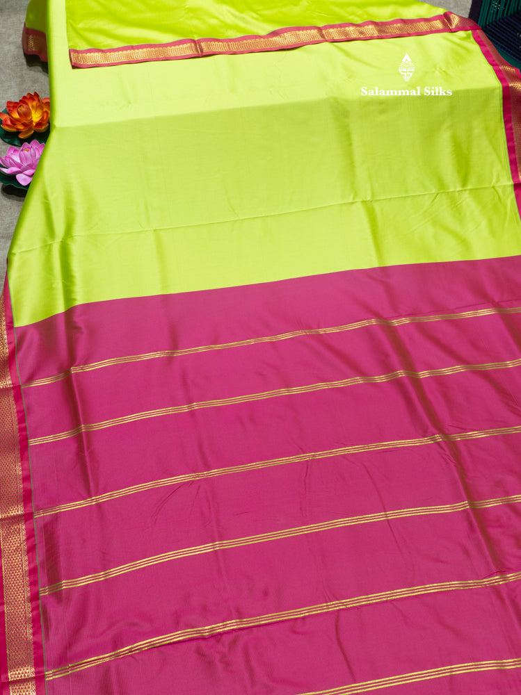 9 Yards Semi Silk Saree Maroon Colour with Green Border