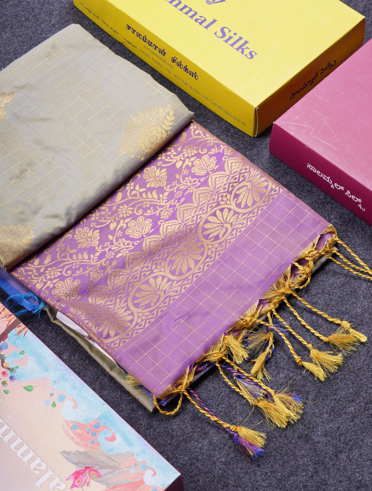 Beautiful Light Rexona Green Zari Checks With Butta Soft Silk Mix Saree With Contrast Dark Purple Blouse
