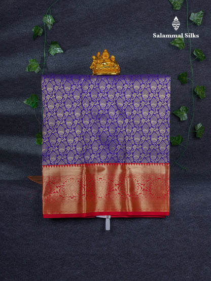 Semi Silk Pattu Pavadai ( Violet ) with Contrast Chilly Red Blouse 26.5"