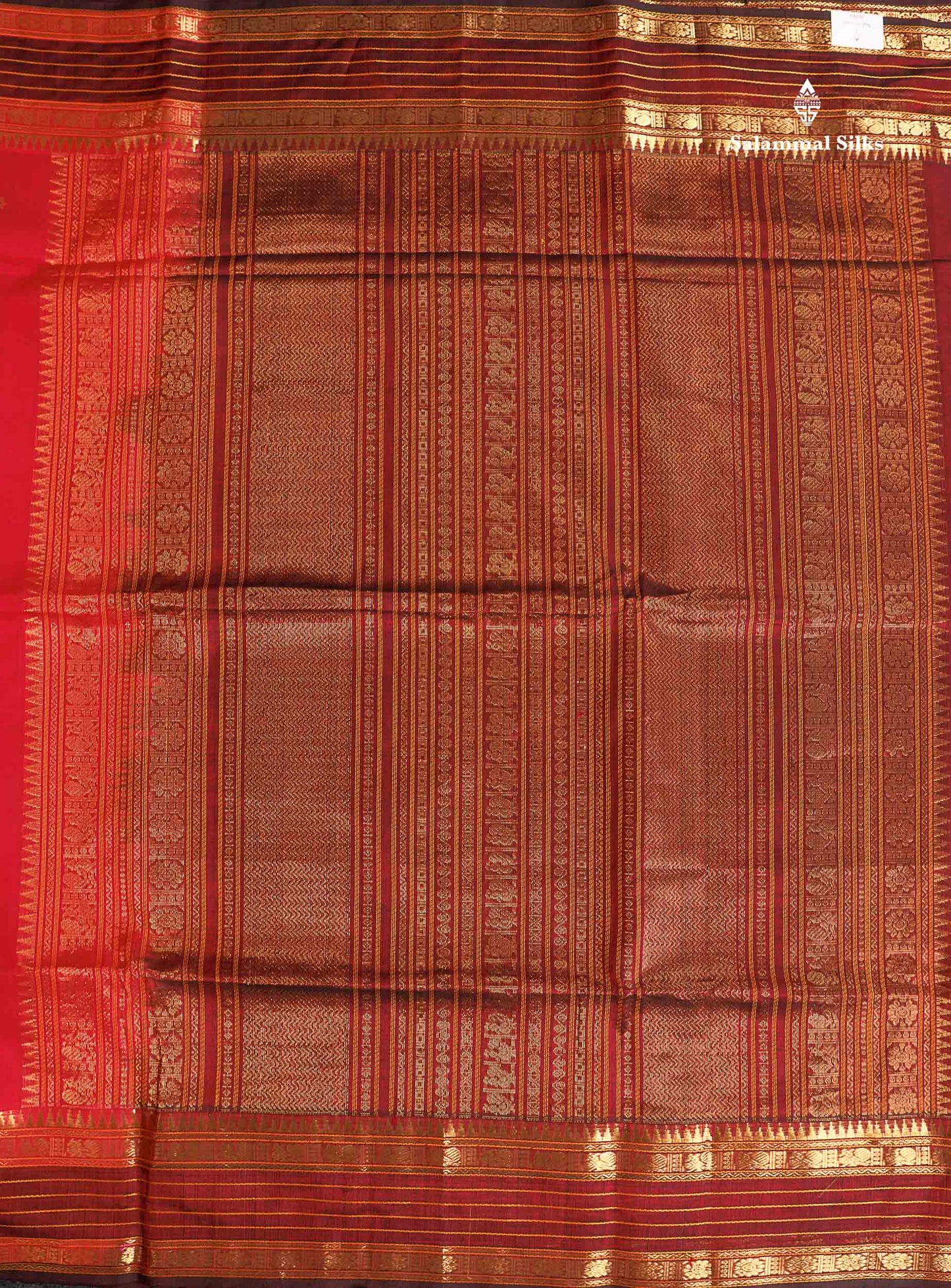 Pure Silk Cotton Saree - Pink Colour Body Thread Butta & Dark Purple Traditional Border