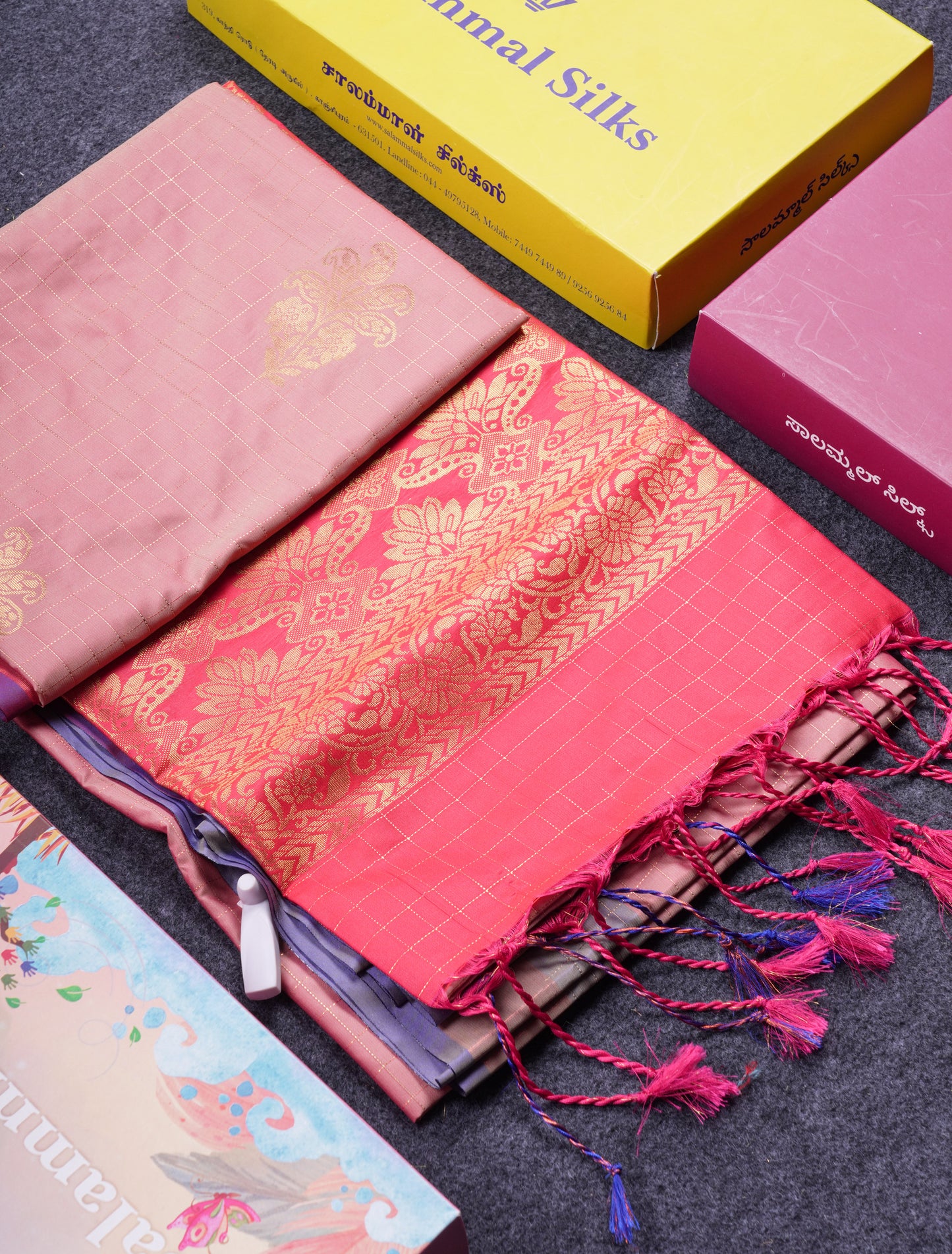 Beautiful Light Rexona Green Zari Checks With Butta Soft Silk Mix Saree With Contrast Dark Purple Blouse