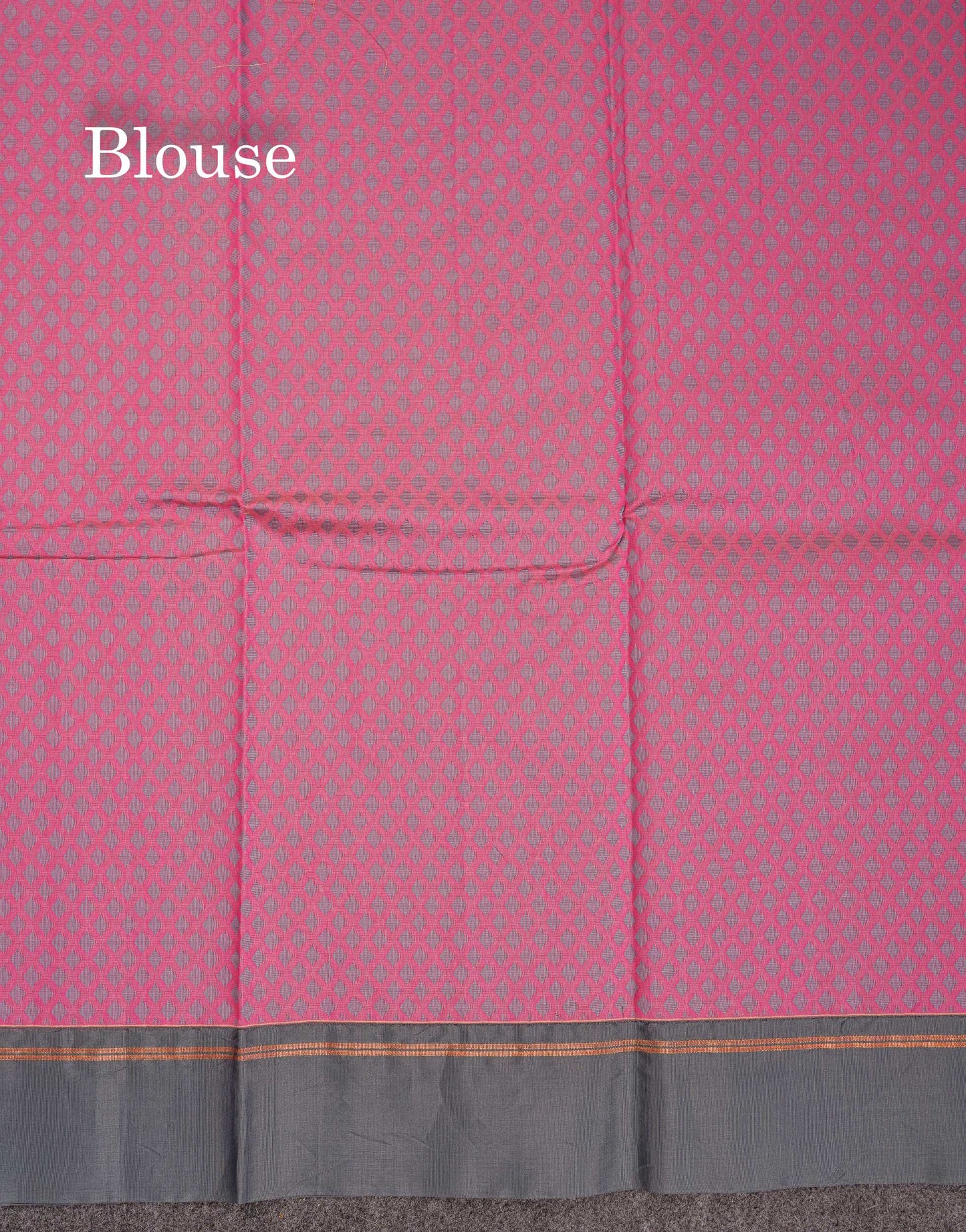 Beautiful Pinkish Peach Small Zari Checks With Butta Kota Cotton Saree With Contrast Grey Border