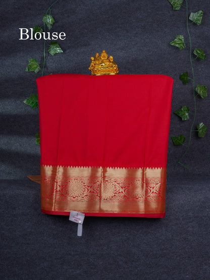 Semi Silk Pattu Pavadai ( Violet ) with Contrast Chilly Red Blouse 26.5"