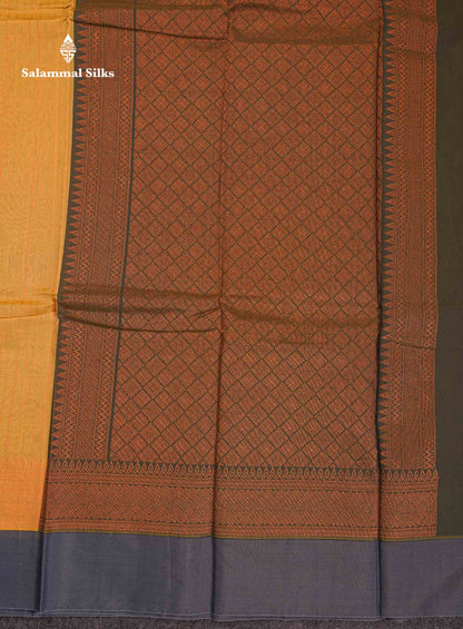 Beautiful Parrot Green Zari Lines Kota Cotton Saree With Contrast Blueish Grey Plain Border