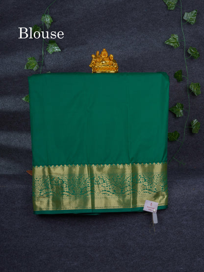 Semi Silk Pattu Pavadai ( Chilly Red ) with Contrast Bottle Green Blouse 27"