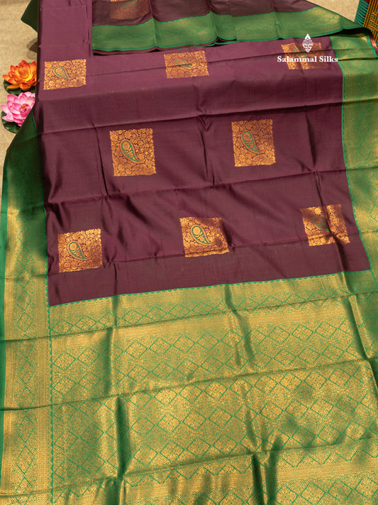 Violet Colour Semi Silk Saree With Green Border