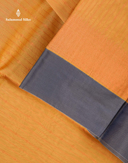 Beautiful Parrot Green Zari Lines Kota Cotton Saree With Contrast Blueish Grey Plain Border