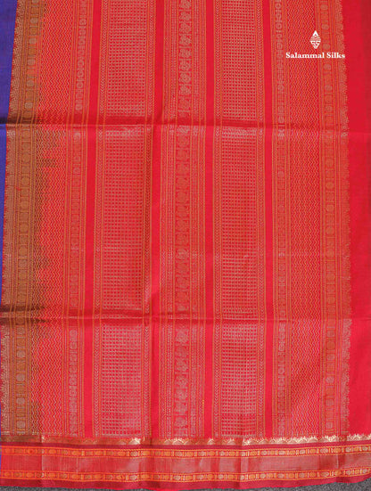 Pure Silk Cotton Saree - Royal Blue Colour Body With Butta & Traditional Border