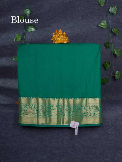 Semi Silk Pattu Pavadai ( Chilly Red ) with Contrast Bottle Green Blouse 27"