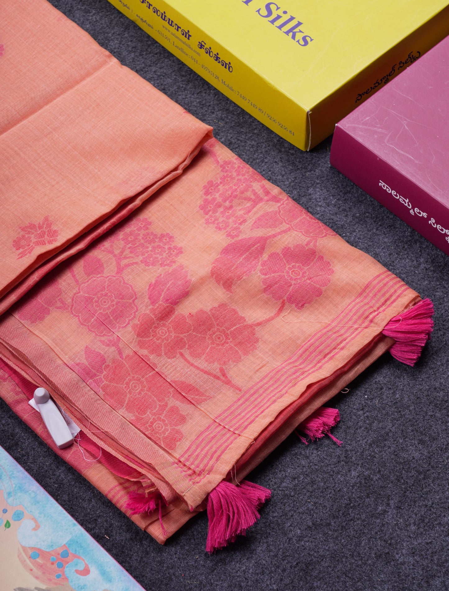 Beautiful Light Yellow Muga Cotton Saree With Contrast Light Red Blouse