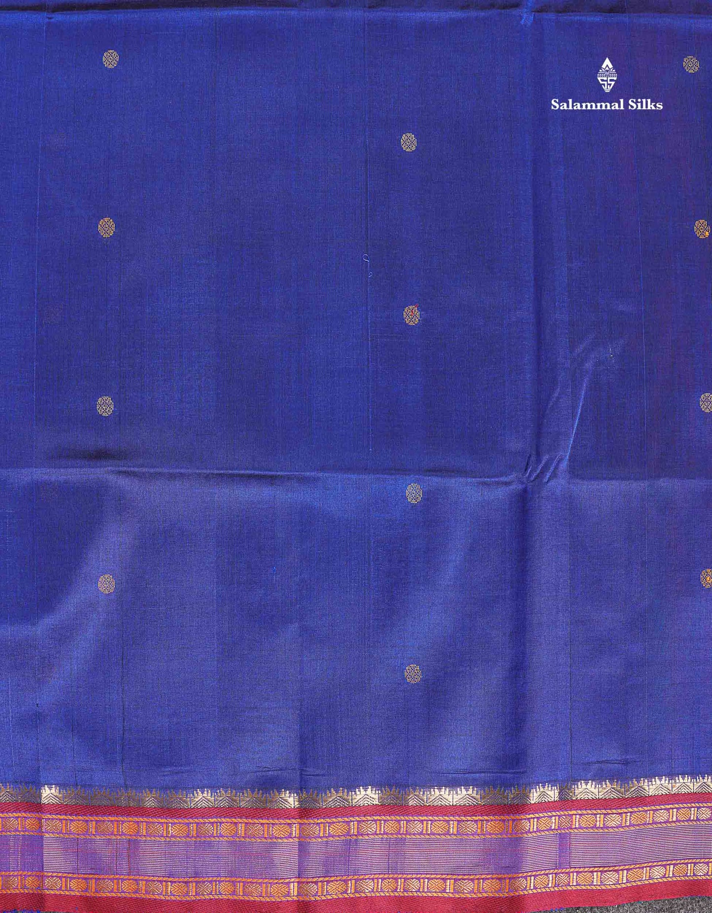 Pure Silk Cotton Saree - Royal Blue Colour Body With Butta & Traditional Border