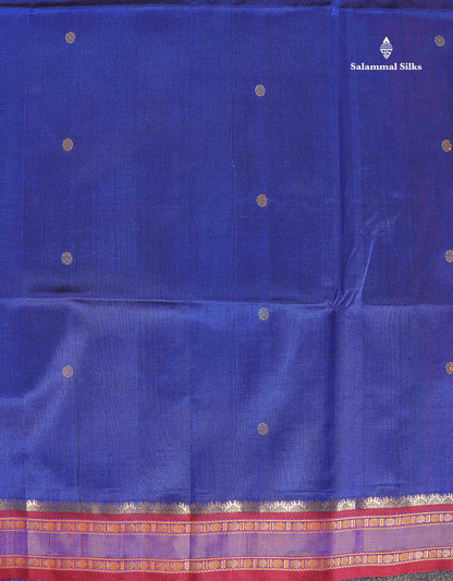 Pure Silk Cotton Saree - Royal Blue Colour Body With Butta & Traditional Border