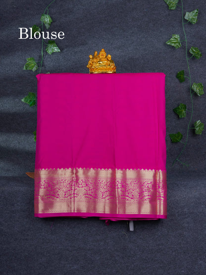 Semi Silk Pattu Pavadai ( Chilly Red ) with Contrast Bottle Green Blouse 27"