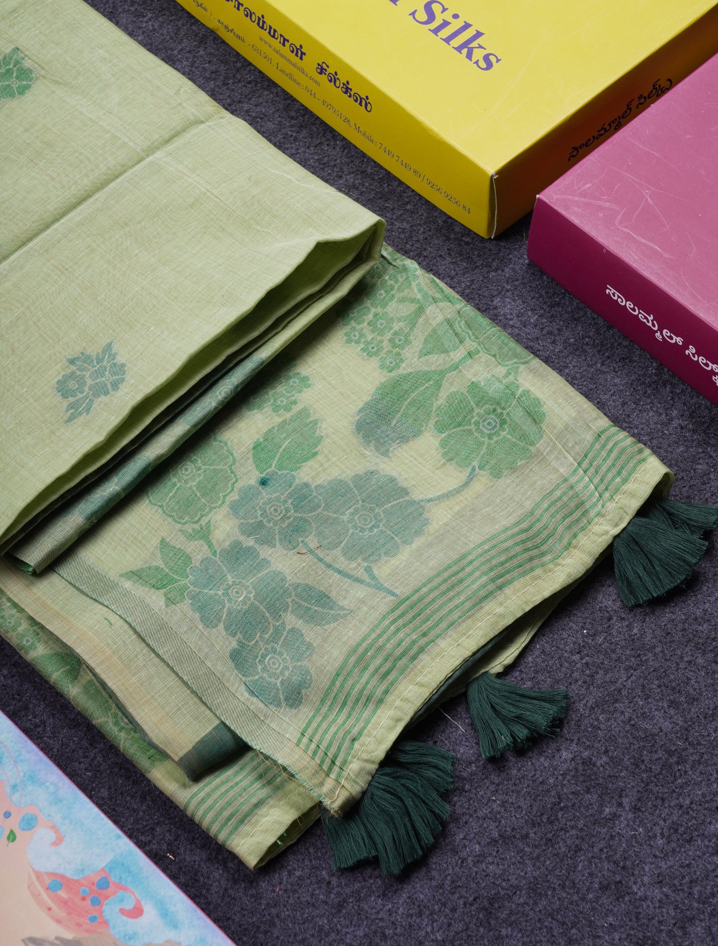 Beautiful Dark Peach Muga Cotton Saree With Contrast Maroon Blouse
