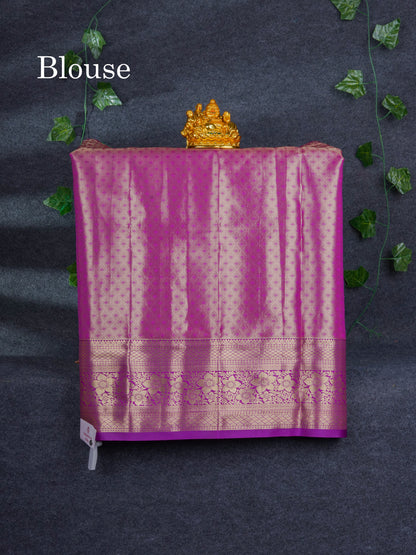 Semi Silk Pattu Pavadai ( Green ) with Contrast Purple Blouse 27"