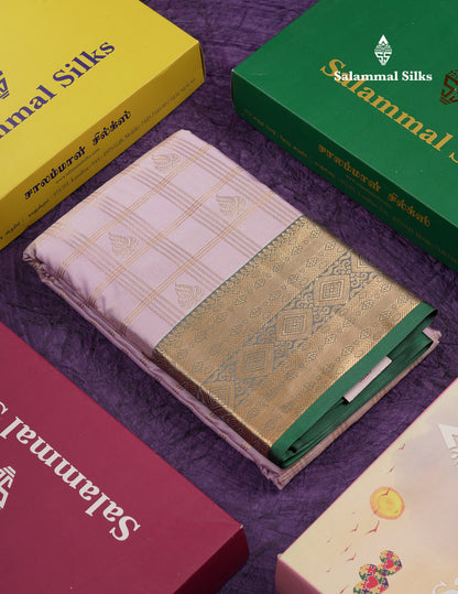 Beautiful Dark Magenta Checks With Butta Semi Silk Saree With Contrast Light Violet Traditional Evening Morning Border