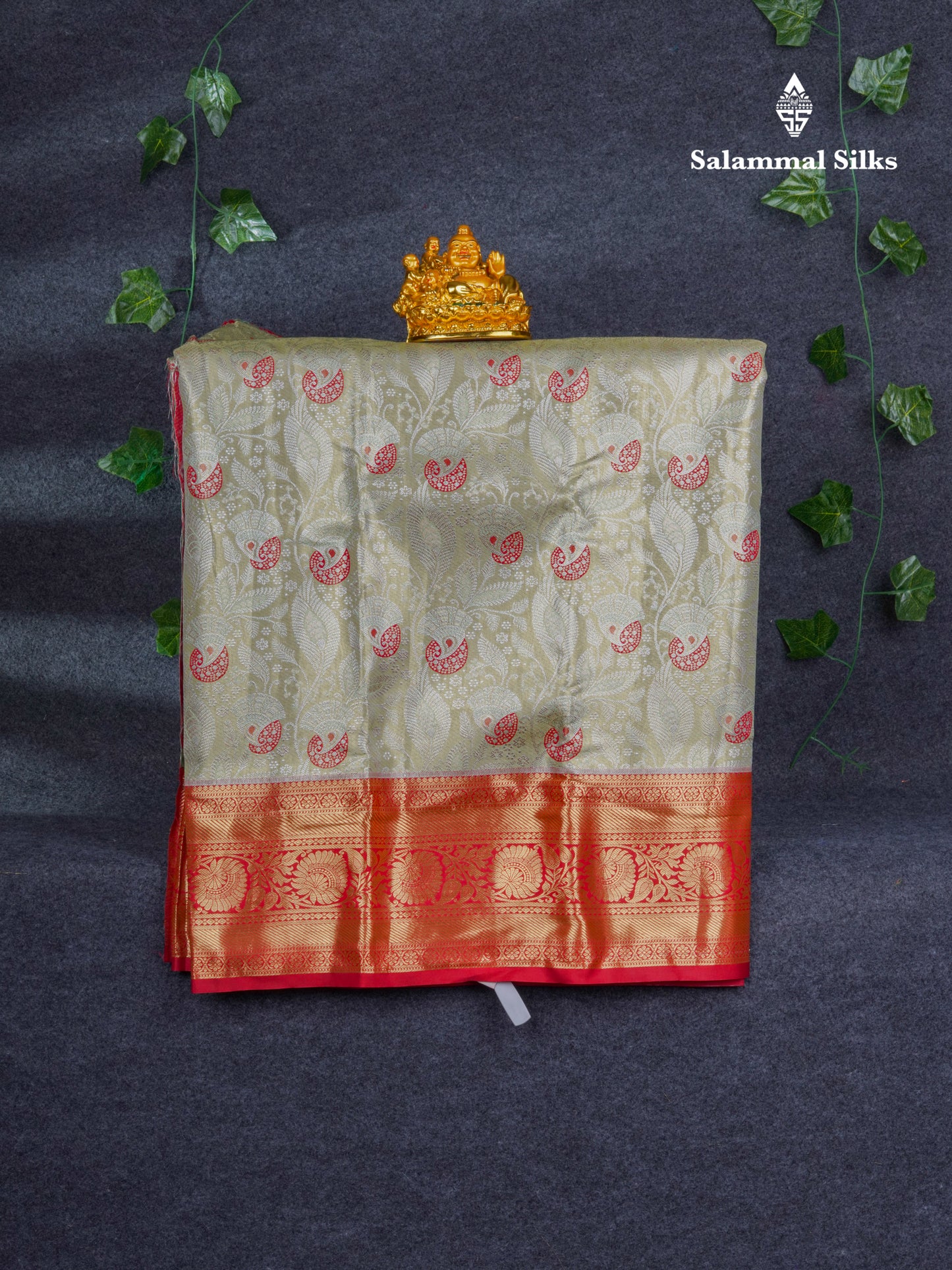 Semi Silk Pattu Pavadai ( Pista Green ) With Contrast Chilly Red Blouse 27"