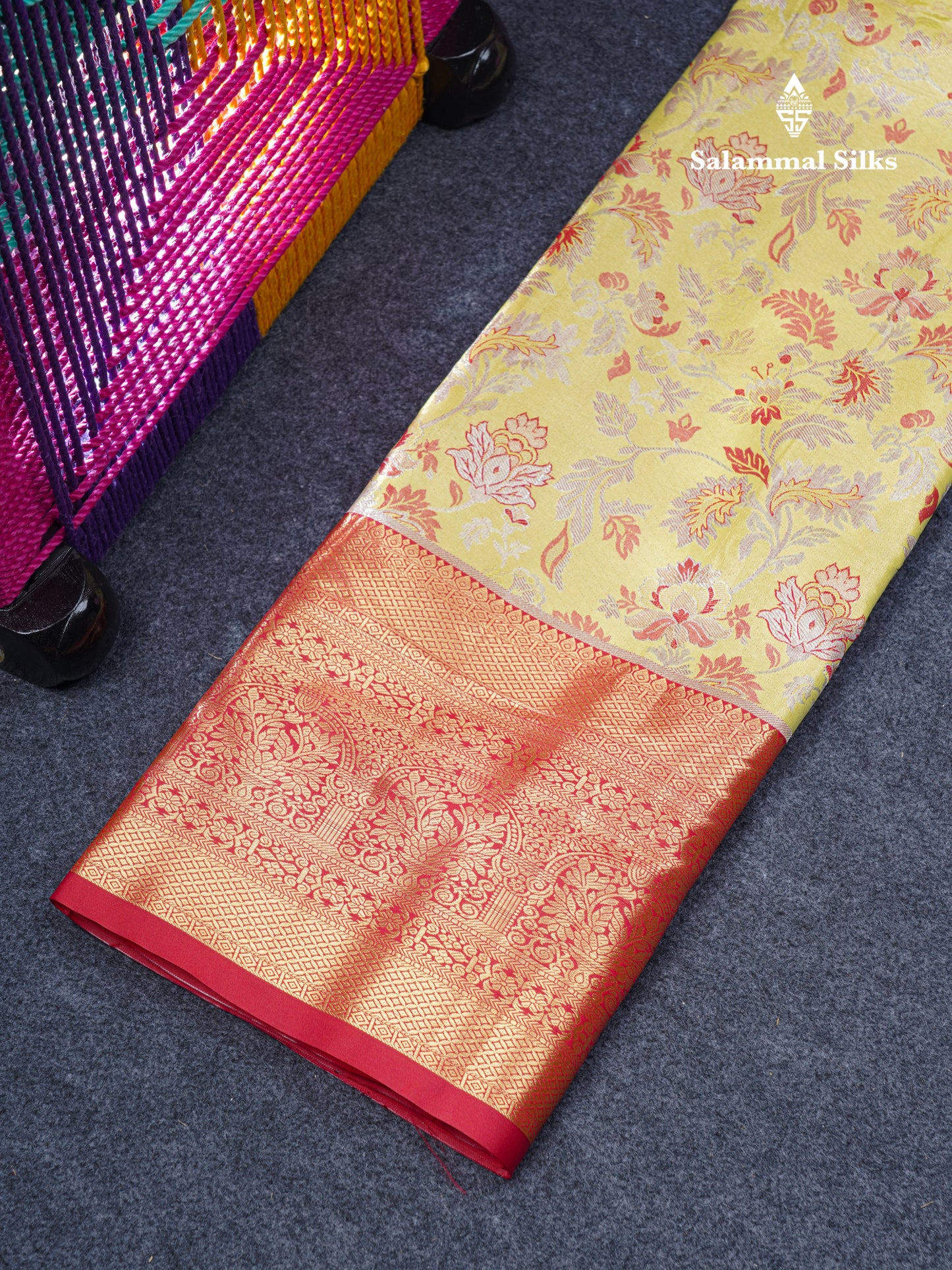 Semi Silk Pattu Pavadai Tissue (Manthulir Green) With Contrast Chilly Red Blouse 45"
