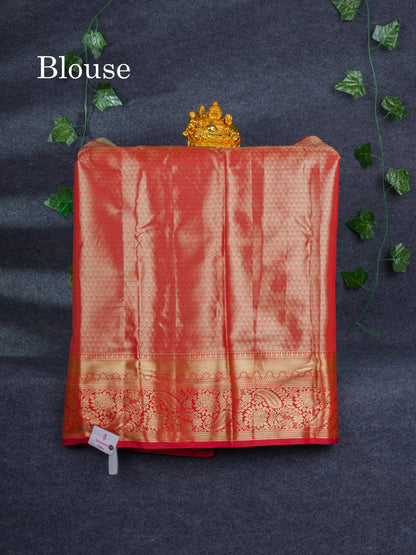 Semi Silk Pattu Pavadai ( Pista Green ) With Contrast Chilly Red Blouse 27"