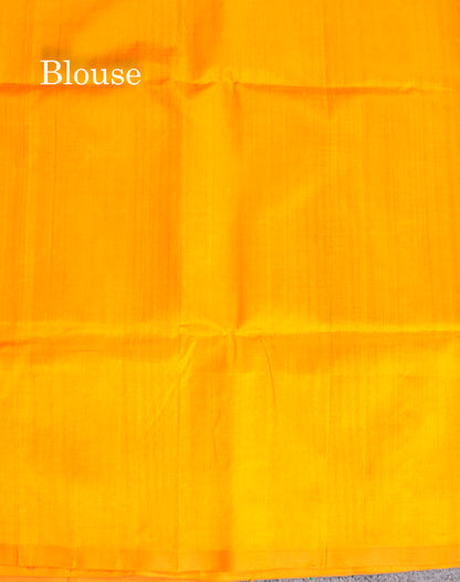 Pure Silk Cotton Saree - Half White Colour Body Thread Butta & Black Blouse