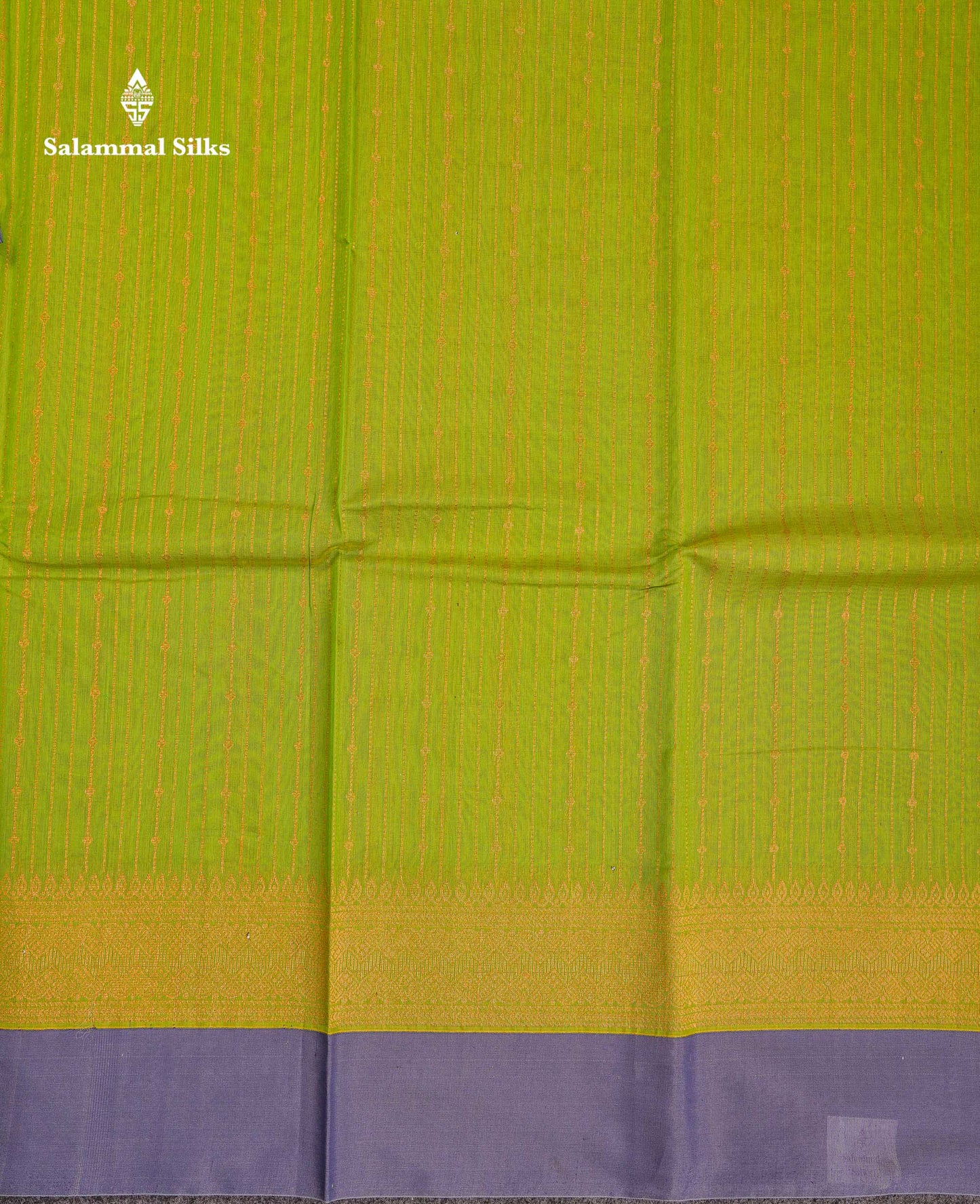Beautiful Parrot Green Zari Lines Kota Cotton Saree With Contrast Blueish Grey Plain Border