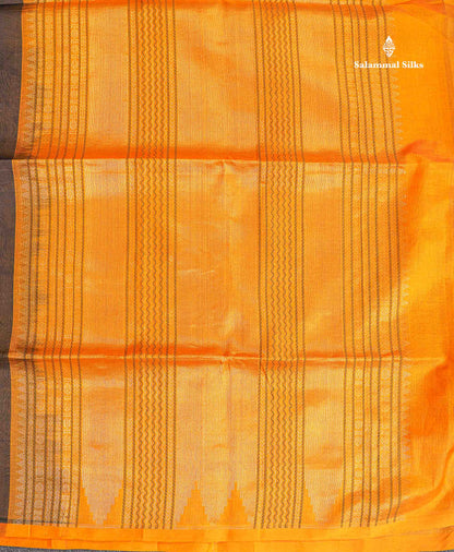 Pure Silk Cotton Saree - Half White Colour Body Thread Butta & Black Blouse