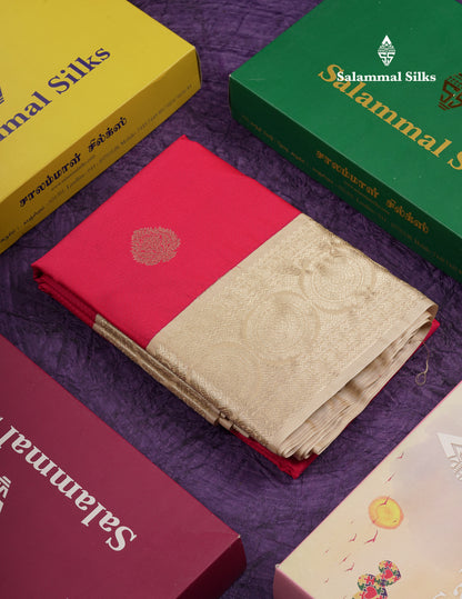 Beautiful Manthulir Yellow Semi Silk Saree With Contrast Cream Sandal Traditional Border