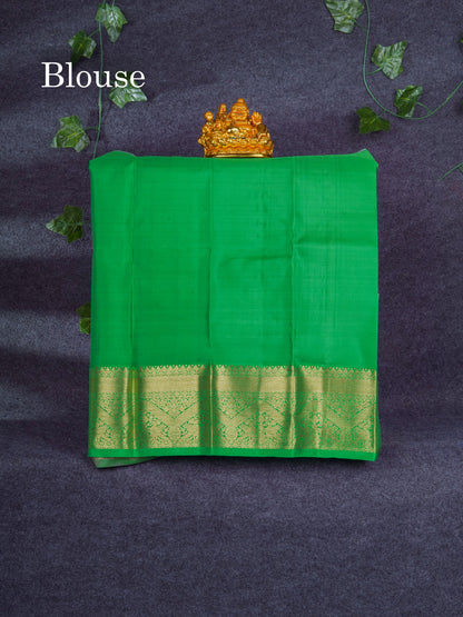 Pure Silk Pattu Pavadai Checks With Butta ( Dark Purple ) With Contrast Bottle Green Blouse 20"