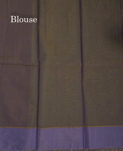 Beautiful Parrot Green Zari Lines Kota Cotton Saree With Contrast Blueish Grey Plain Border