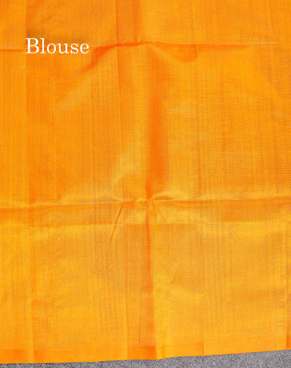 Pure Silk Cotton Saree - Half White Colour Body Thread Butta & Black Blouse