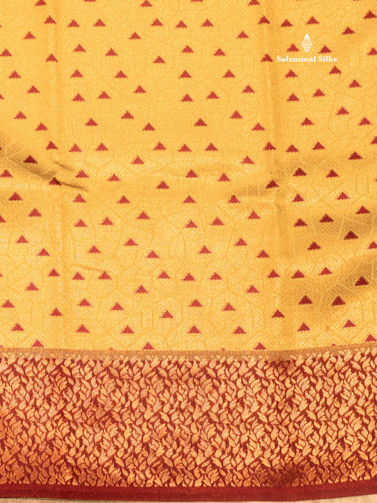 Gold Colour Semi Silk Saree With Maroon Border