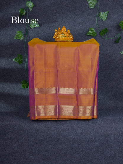 Pure Silk Pattu Pavadai Small Checks With Butta ( Vadamalli ) With Contrast Mustard Yellow Blouse 19"